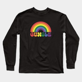 Half-rainbow Guncle '70s Font - lgbt gay uncle Guncle's Day  humorous brother gift Long Sleeve T-Shirt